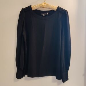 Karl Lagerfeld Black Button Detail Blouse